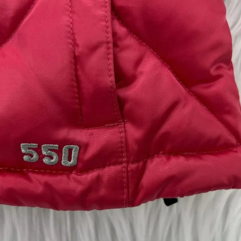 The North Face Bright Pink Vest 550 Goose Down Full Zip Insulated Quilted Winter - Picture 9 of 16